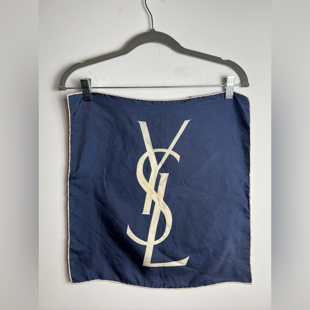 Yves Saint Laurent Blue and White Scarf